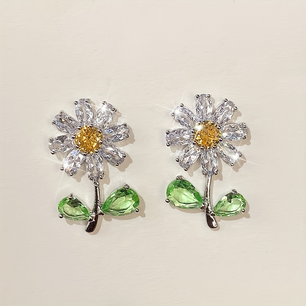 Yellow Synthetic Gemstone Flower Stud Earrings